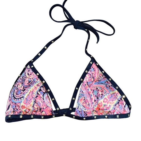 Victoria's Secret Paisley Embellished Studded Bikini Swim Top Women's Size Small - Picture 2 of 5